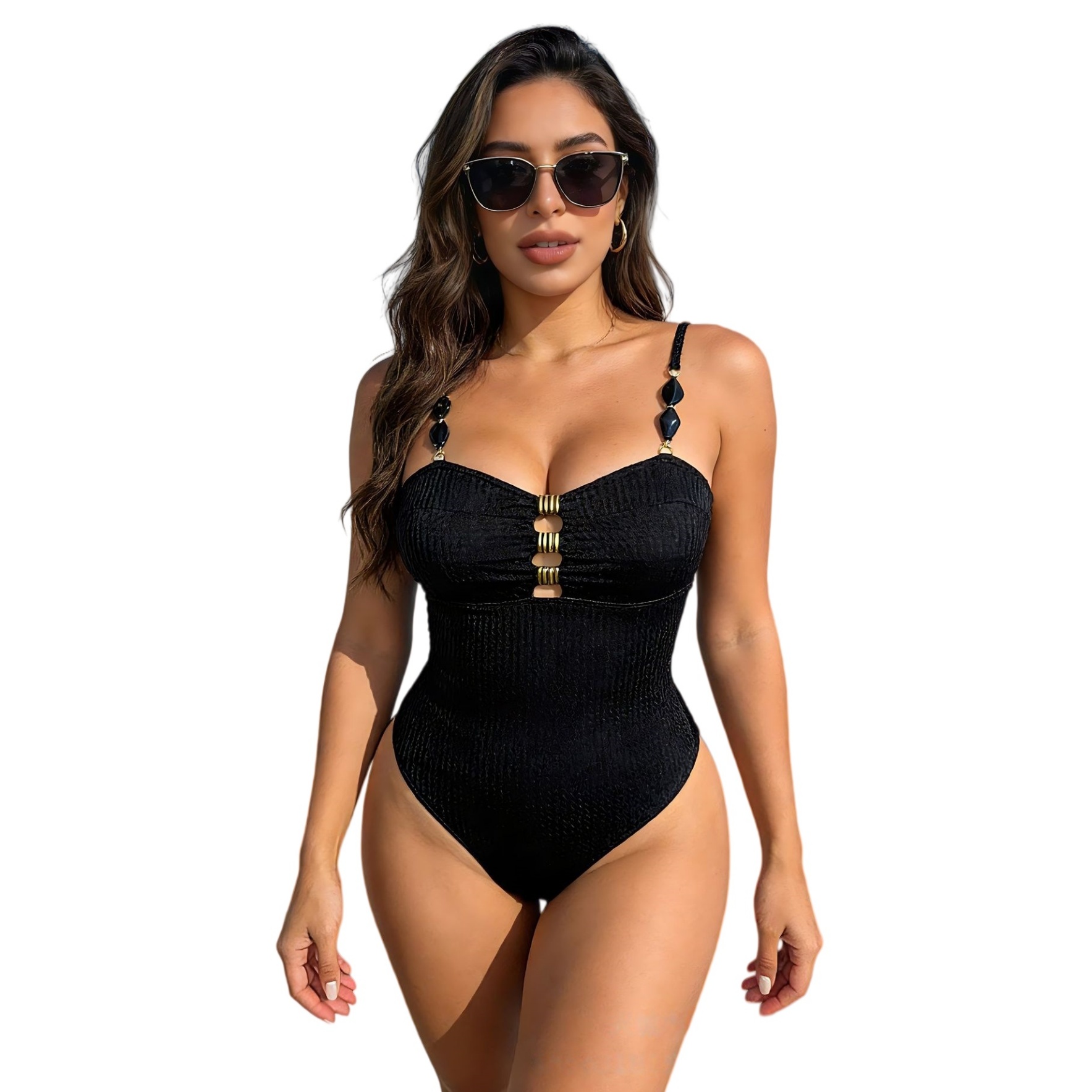 Women Solid One Piece Swimsuit - High Leg Cut Monokini Bathers Bathing Swimming